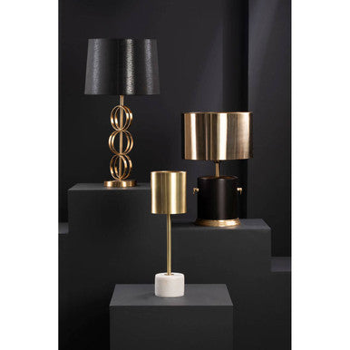 Orsina Melvin Drum Shade Table Lamp – Modern Black and Gold Lighting
