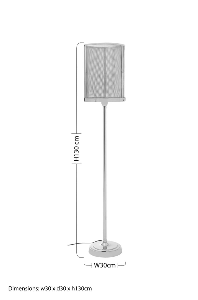 Orsina Myles Floor Lamp – Modern Silver Metal Mesh Industrial Lighting