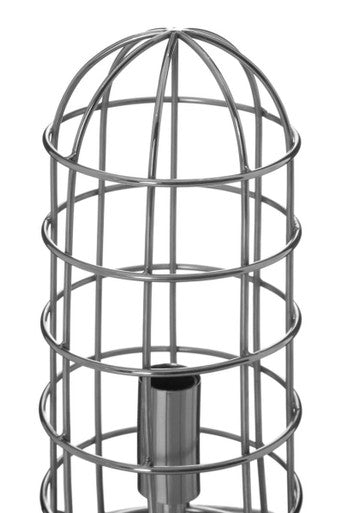 Orsina Marston Small Table Lamp – Industrial Metal Cage & Wood Base