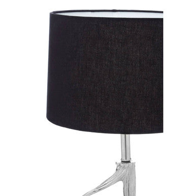 Orsina Antler Table Lamp – Silver Nickel Base with Black Fabric Shade