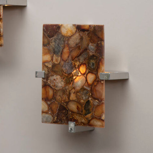 Orsina Relic Agate Stone Wall Light | Stainless Steel Sconce