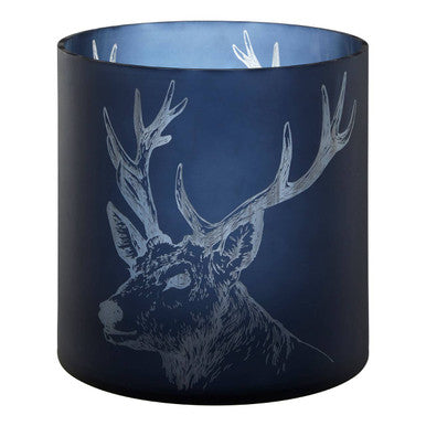 Orsina Large Blue Glass Stag Hurricane Candle Holder – Coastal Decor