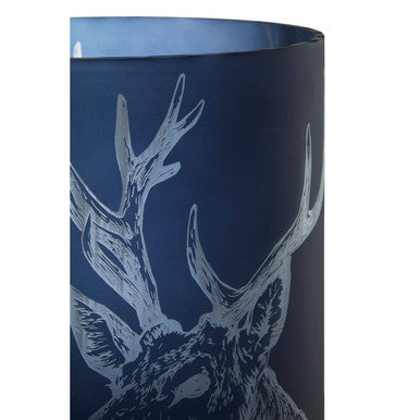 Orsina Large Blue Glass Stag Hurricane Candle Holder – Coastal Decor