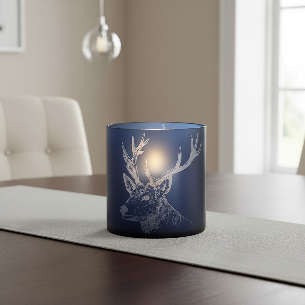 Orsina Large Blue Glass Stag Hurricane Candle Holder – Coastal Decor