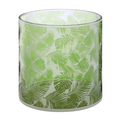 Orsina Botanical Green Glass Hurricane Candle Holder – Medium
