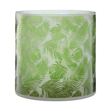 Orsina Botanical Green Glass Hurricane Candle Holder – Medium