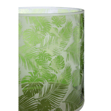 Orsina Botanical Green Glass Hurricane Candle Holder – Medium