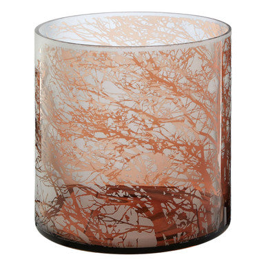 Orsina Branch Etched Glass Hurricane Candle Holder – Medium Brown