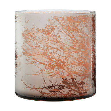Orsina Branch Etched Glass Hurricane Candle Holder – Medium Brown