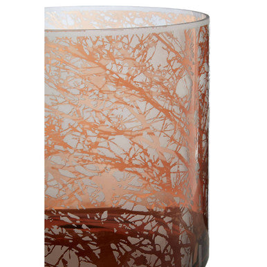 Orsina Branch Etched Glass Hurricane Candle Holder – Medium Brown