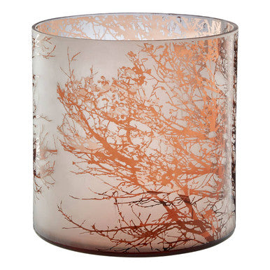 Orsina Branch Large Brown Glass Hurricane Candle Holder – Etched