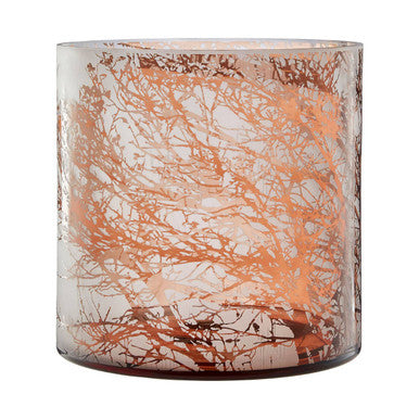Orsina Branch Large Brown Glass Hurricane Candle Holder – Etched
