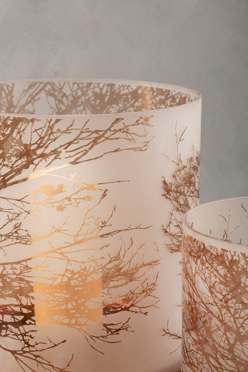 Orsina Branch Large Brown Glass Hurricane Candle Holder – Etched