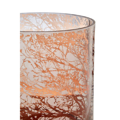 Orsina Branch Large Brown Glass Hurricane Candle Holder – Etched