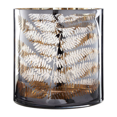 Orsina Fern Large Glass Hurricane Candle Holder – Etched Leaf Motif