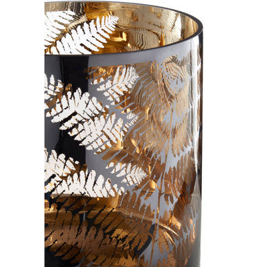 Orsina Fern Large Glass Hurricane Candle Holder – Etched Leaf Motif