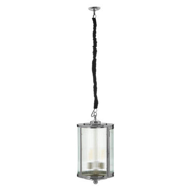 Orsina Calina Large Ribbed Glass Pendant Light | Silver Finish