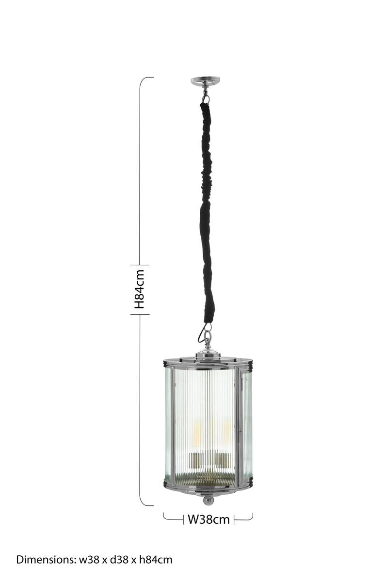 Orsina Calina Large Ribbed Glass Pendant Light | Silver Finish