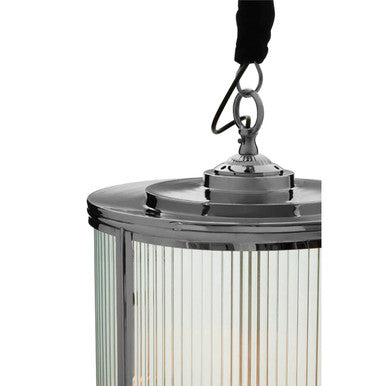Orsina Calina Large Ribbed Glass Pendant Light | Silver Finish