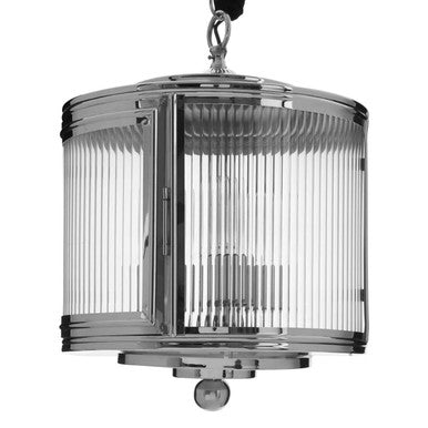 Orsina Calina Small Glass Pendant Light – Ribbed Glass & Silver