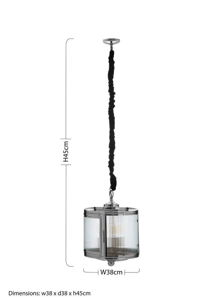 Orsina Calina Small Glass Pendant Light – Ribbed Glass & Silver