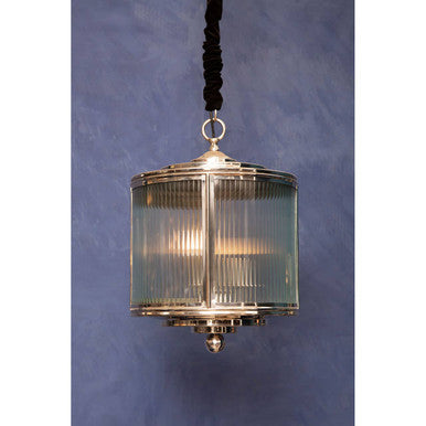 Orsina Calina Small Glass Pendant Light – Ribbed Glass & Silver