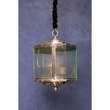 Orsina Calina Small Glass Pendant Light – Ribbed Glass & Silver