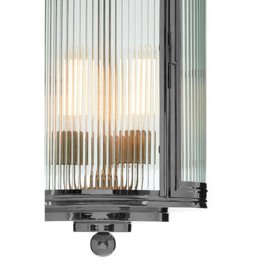 Orsina Calina Small Glass Pendant Light – Ribbed Glass & Silver
