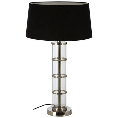Orsina Camile Clear Acrylic and Nickel Table Lamp with Black Shade
