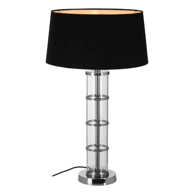Orsina Camile Clear Acrylic and Nickel Table Lamp with Black Shade