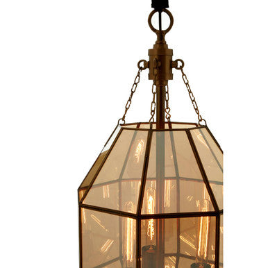 Orsina Calissa Polygonal Pendant Light – Brass and Antique Brown Glass