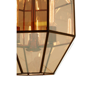 Orsina Calissa Polygonal Pendant Light – Brass and Antique Brown Glass