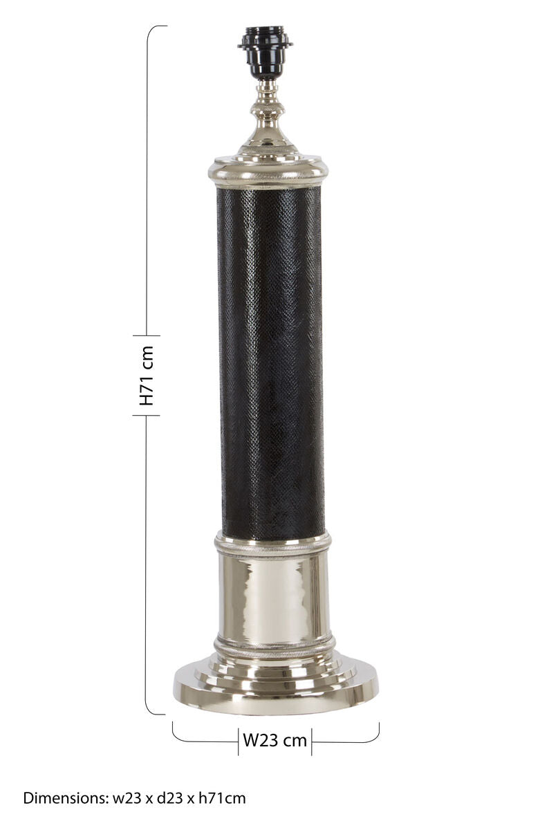 Orsina Canon Black Leather Table Lamp – Modern Metal & Leather Light