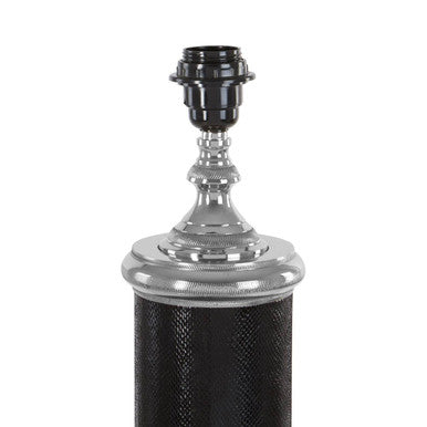 Orsina Canon Black Leather Table Lamp – Modern Metal & Leather Light