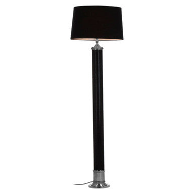 Orsina Canon Black Leather Floor Lamp – Modern Metal & Silver Base