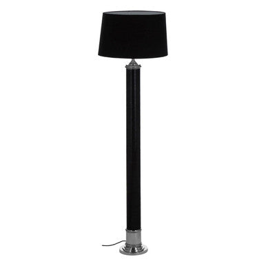 Orsina Canon Black Leather Floor Lamp – Modern Metal & Silver Base
