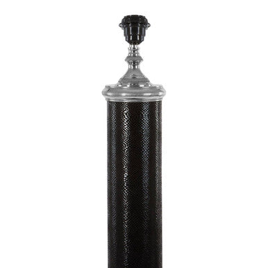 Orsina Canon Black Leather Floor Lamp – Modern Metal & Silver Base
