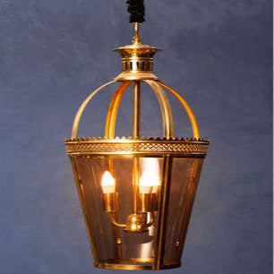 Orsina Caly Tinted Glass Pendant Light | Brass Lattice Metal Shade