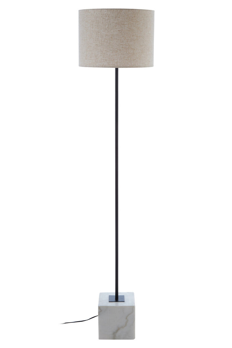 Orsina Murdoch Marble Floor Lamp | Natural Linen Shade & Black Iron