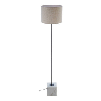 Orsina Murdoch Marble Floor Lamp | Natural Linen Shade & Black Iron