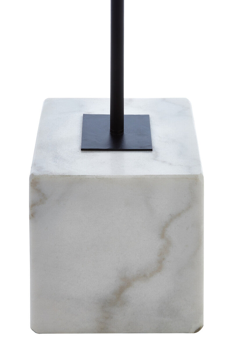 Orsina Murdoch Marble Floor Lamp | Natural Linen Shade & Black Iron