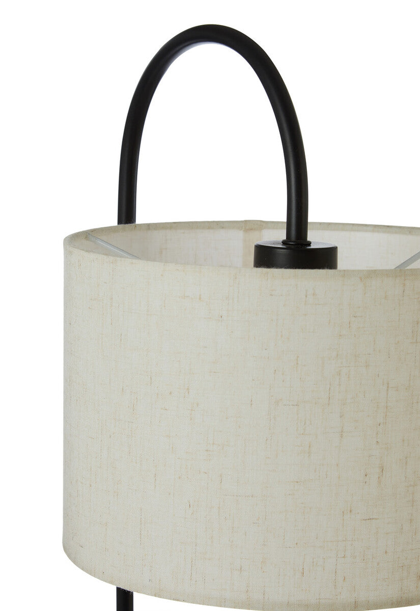 Orsina Murdoch Curved Table Lamp – White Marble Base & Fabric Shade
