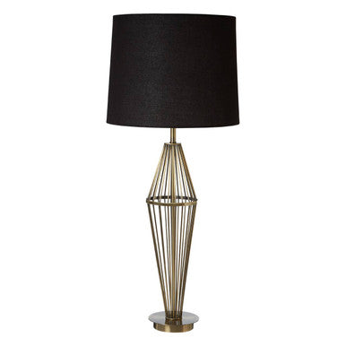 Orsina Reginald Antique Brass Table Lamp | Wireframe with Black Shade