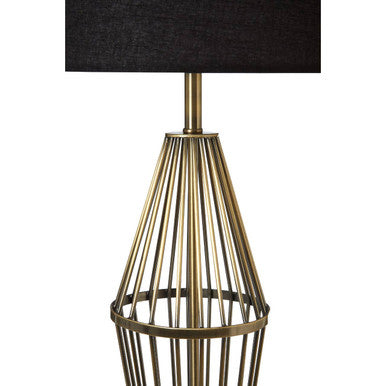 Orsina Reginald Antique Brass Table Lamp | Wireframe with Black Shade