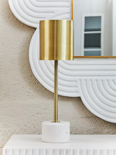 Orsina Palais Modern Table Lamp – Brushed Brass with White Marble Base