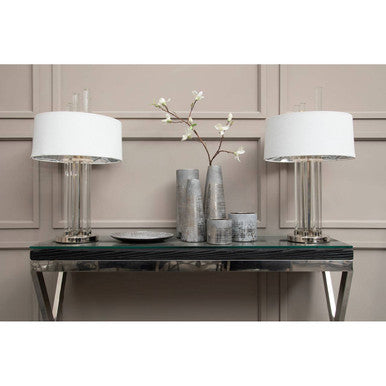 Orsina Midas Table Lamp – White and Silver Glass Rod Modern Lighting