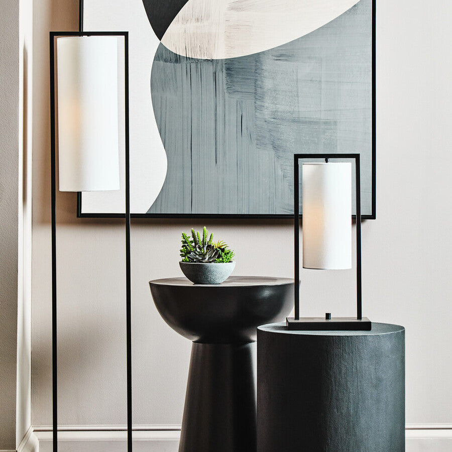 Orsina Atkins Black Table Lamp | Modern Metal Frame with Linen Shade