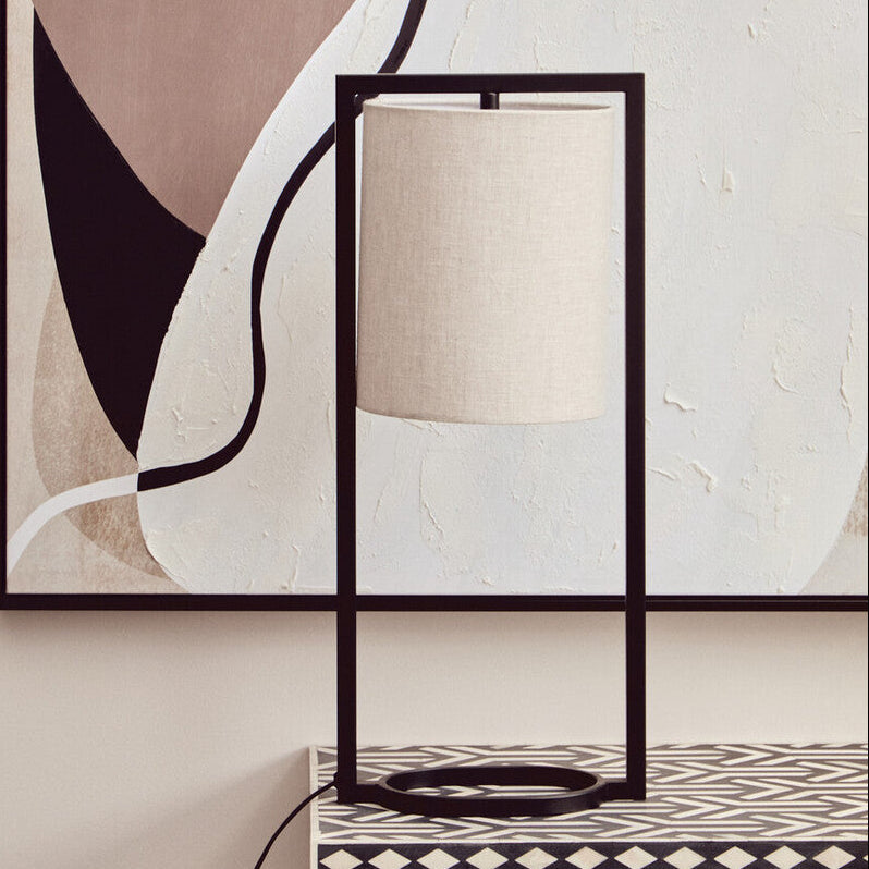 Orsina Atkins Black Table Lamp | Modern Metal Frame with Linen Shade