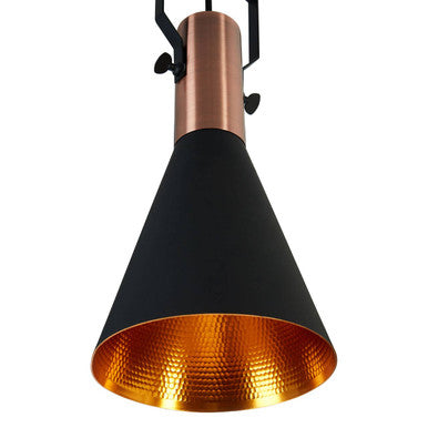 Orsina Argo Small Pendant Light – Matte Black and Brushed Copper