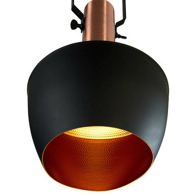 Orsina Argo Medium Pendant Light – Matte Black and Copper Dome